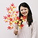 秋装飾　紅葉[もみじ]枝　オレンジレッド　L60cm